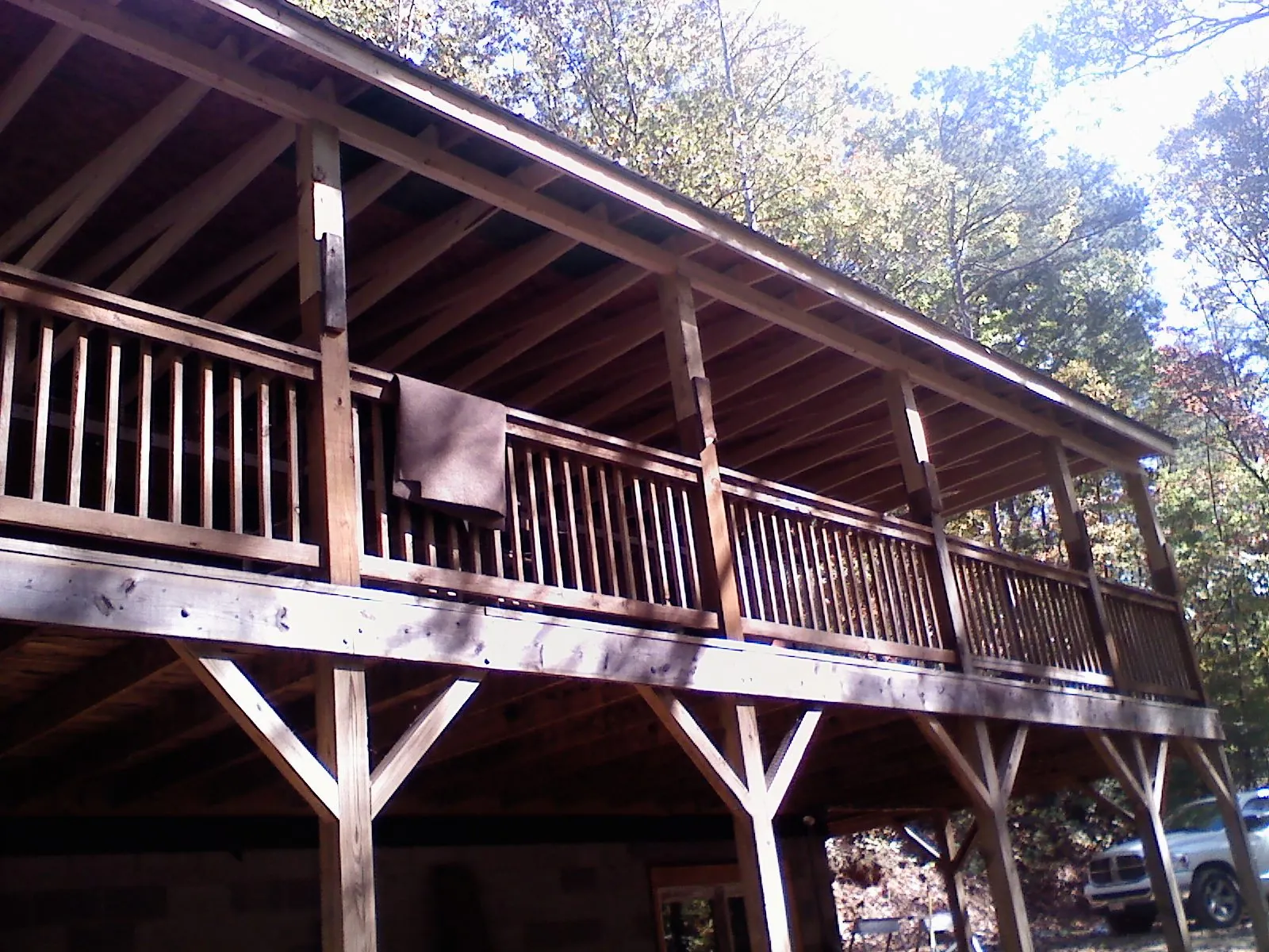 Timber framing under a new elevated porch and deck — Roof Leak Repair in Martinsville by Roofing Brothers